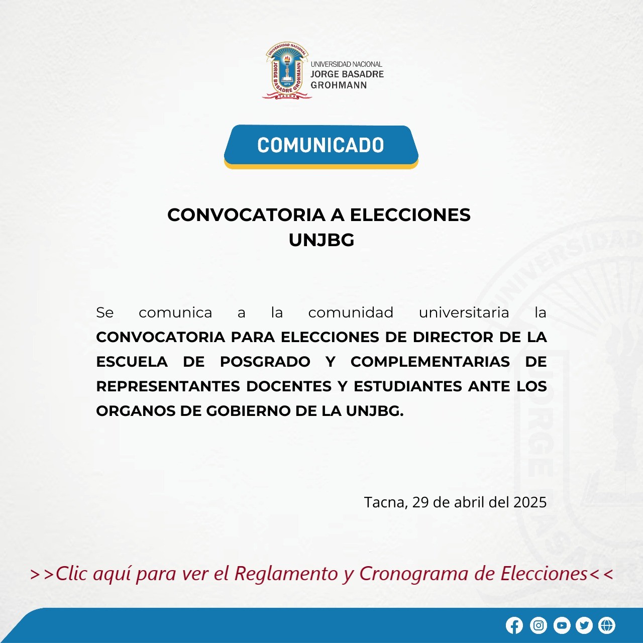 COMUNICADO -   convocatoria a elecciones